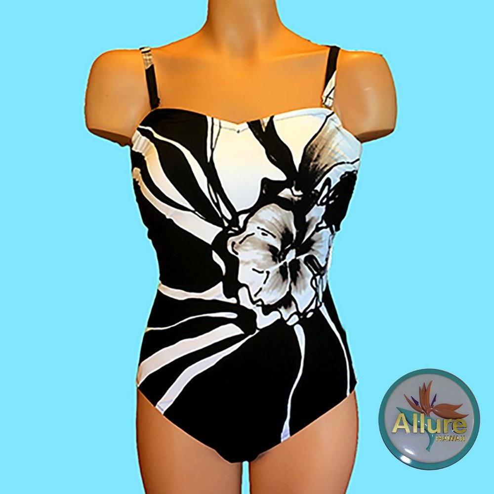 GOTTEX BANDEAU 1 P - BLACK & WHITE GRAPHIC FLORAL